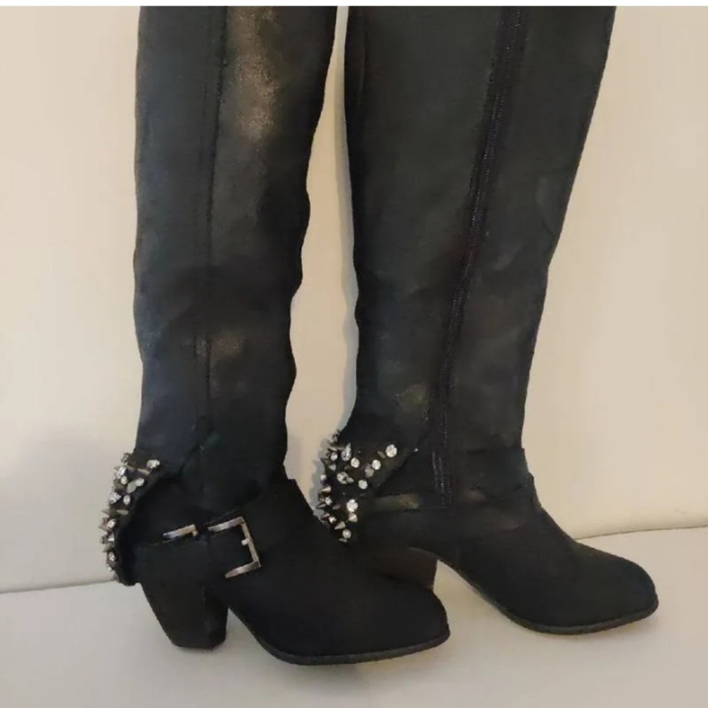 Naughty Monkey Stud & Rhinestone Heel Boots